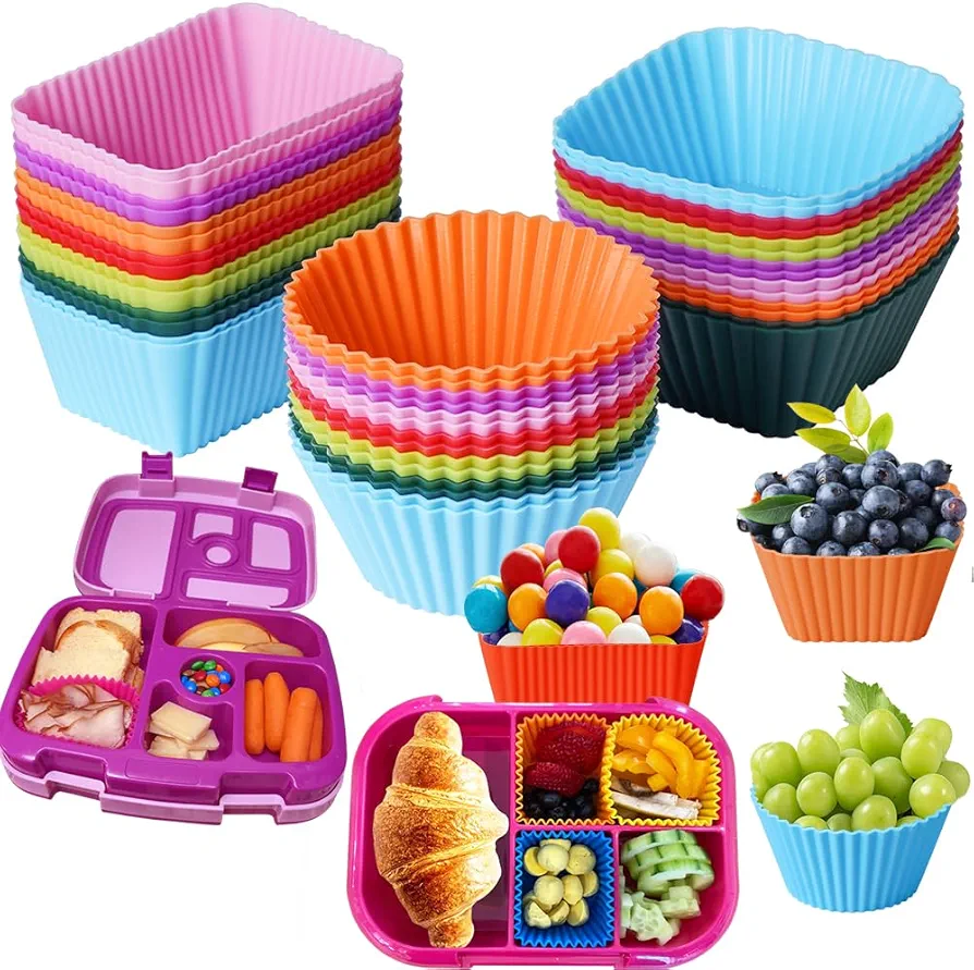 Silicone Lunch Bento Box Dividers, Bento Bundle Lunch Box Accessories for Lunch Containers
