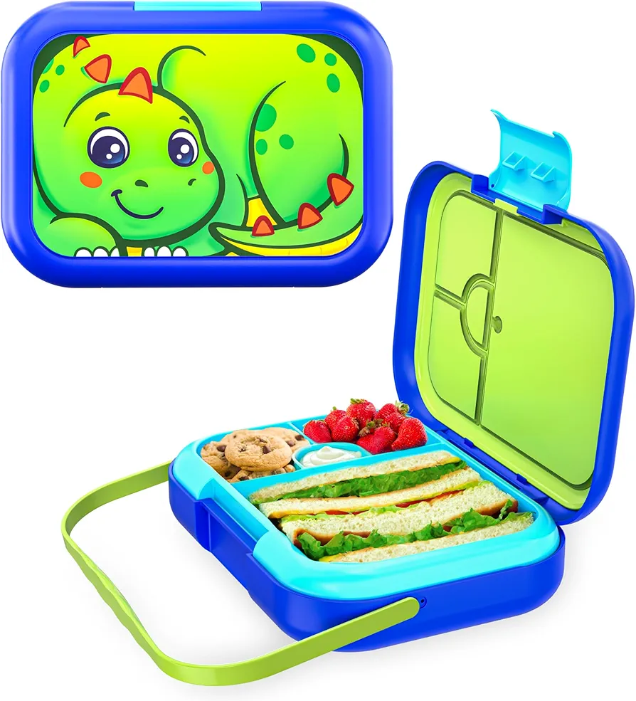 Move2Play Bento Box, Leak-Proof Kids Lunch Box | Made for Kids and Toddlers 3-7+ Years Old | BPA Free | Dishwasher Safe | Snack Box | Perfect for School, Daycare, Summer Camp