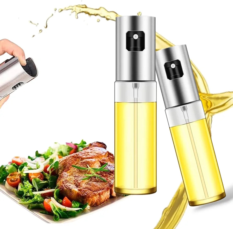 Oil Sprayer for Cooking, 2 Pack Olive Oil Sprayer Mister, Spray Bottle for Kitchen, 100ml Glass, Oil Vinegar Spritzer Sprayer Glass Bottles for Salad, cooking, roasting, BBQ