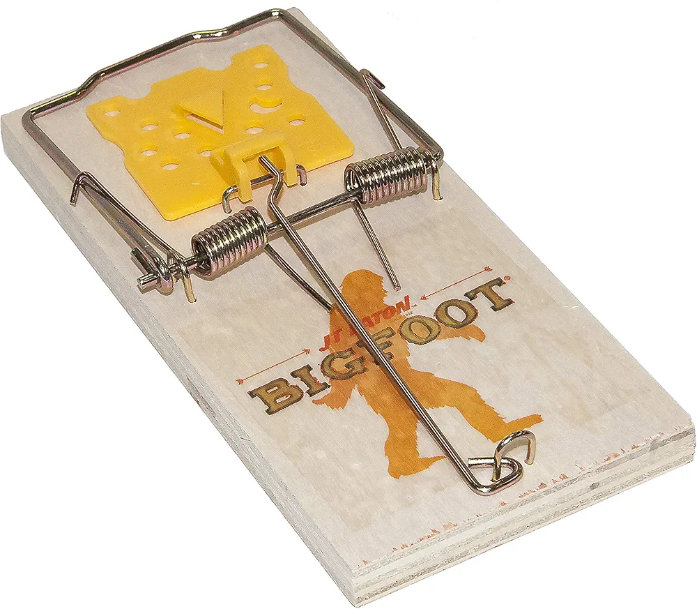 JT Eaton 403-12 Bigfoot Rat Size Snap Trap with Expanded Trigger, Strong and Durable Wooden Trap, Bulk Pack of 12