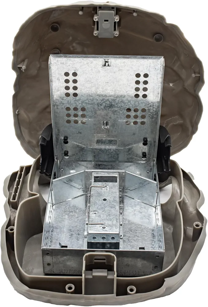 JT Eaton 928RP Repeater Rock Multiple Catch Mouse Trap, Tamper-Resistant Bait Station, Dual Entrances, Outdoor Camouflage