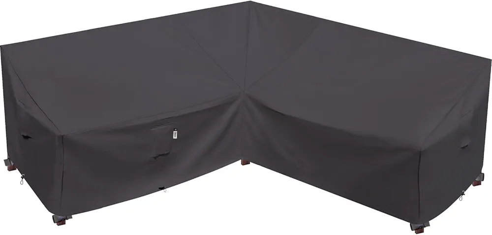 Heavy Duty Outdoor Sectional Sofa Cover, 85"x85" 5-Seater Waterproof 600D Patio Sectional Couch Cover, Lawn Patio Furniture Cover (Storm Grey,V-Shaped 85"x85")