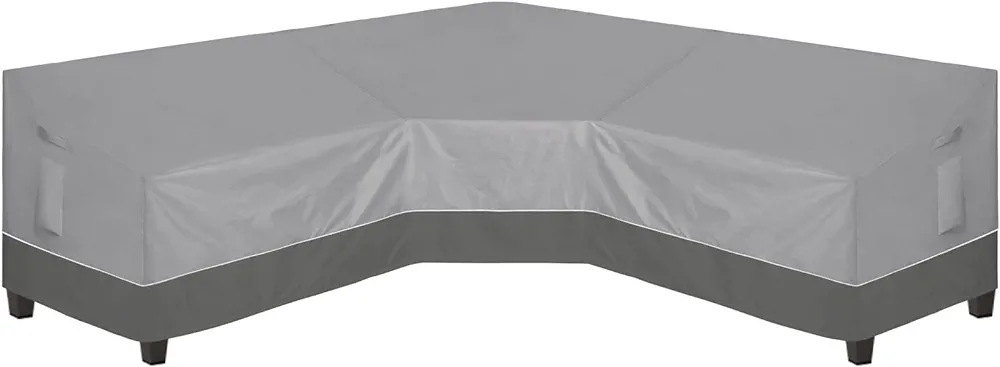 Easy-Going Outdoor V-Shaped Sectional Sofa Cover 89"X89" UV Resistant Patio Sectional Couch Cover Waterproof Lawn Patio Furniture Cover, Gray/Dark Gray