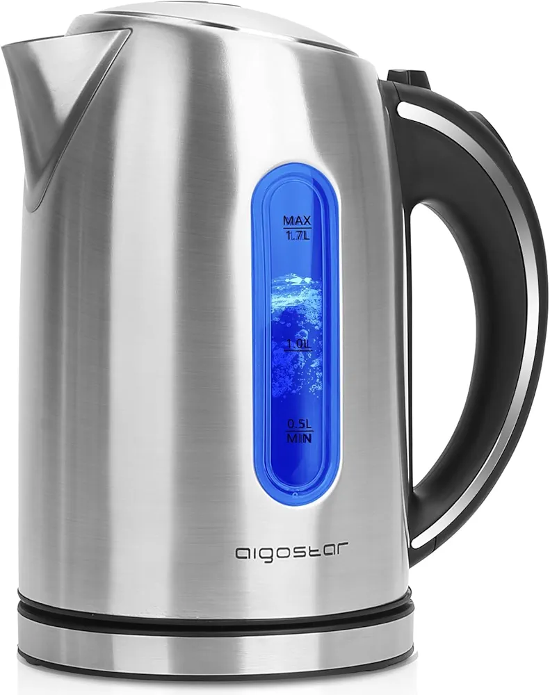 Aigostar Electric Kettle, 1.7L Electric Tea Kettle with LED Illumination, Hot Water Kettle Electric for Tea and Hot Water, Fast Boiling Kettle with Auto-Shutoff & Boil-Dry Protection, BPA Free