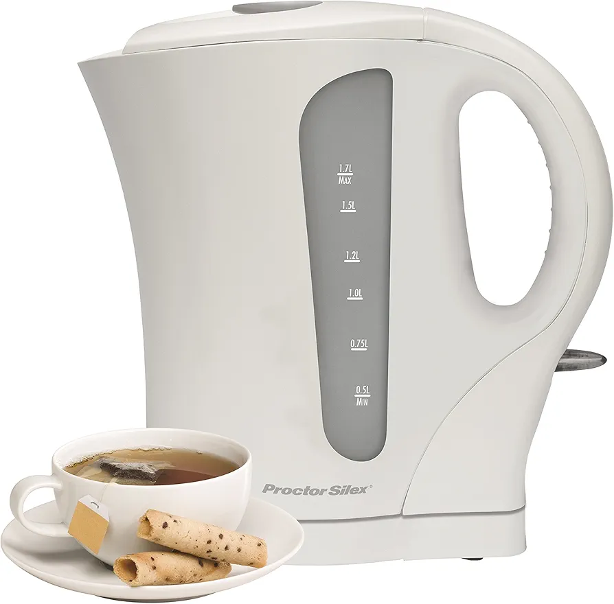 Proctor Silex k4090 Cordless Electric Kettle, 1.7-Liter, White