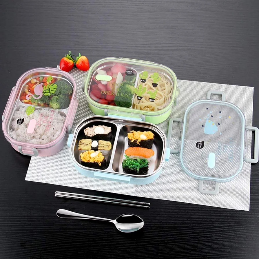 Stainless Steel Container Portable 304 Stainless Steel Bento Container Thermal Cylinder Lunch Container Food Storage Containers(Blue)
