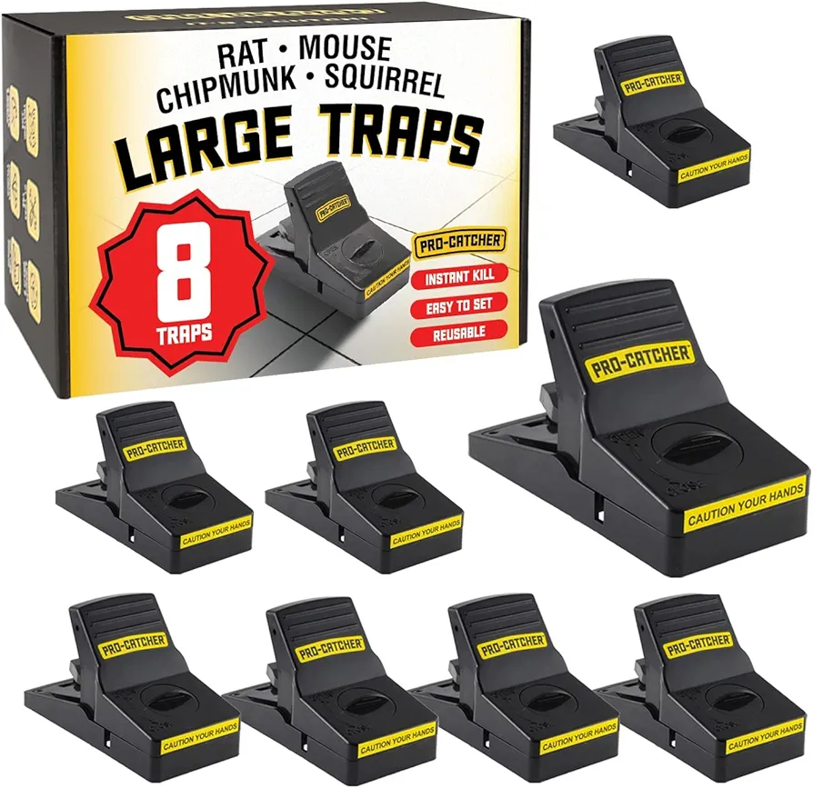 Rat Trap, Rat Traps Indoor Set of 8, Rat Trap Large, Reusable Rat Trap Outdoor Rats Traps Indoor for Home Powerful Traps for The House, Mouse Trap - 8 Pack