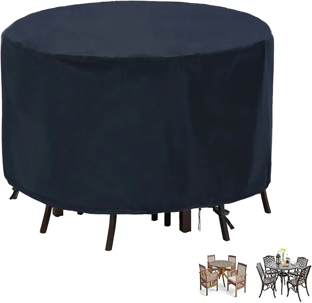 POMER Patio Furniture Covers, 72inch Round Bar Height Table Chair Set Cover Waterproof Outdoor Table Cover for Garden Furniture Set - 72" D x 43" H