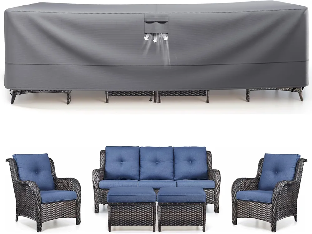 Patio Furniture Covers for 5 Pieces Set - Waterproof 600D Oxford Fabric Cover for 5 PCS Outdoor Sets Wicker Metal Couch Rocking Glider Swivel Chairs Ottomans Sectional Sofa Dining Chair – L/Space Grey