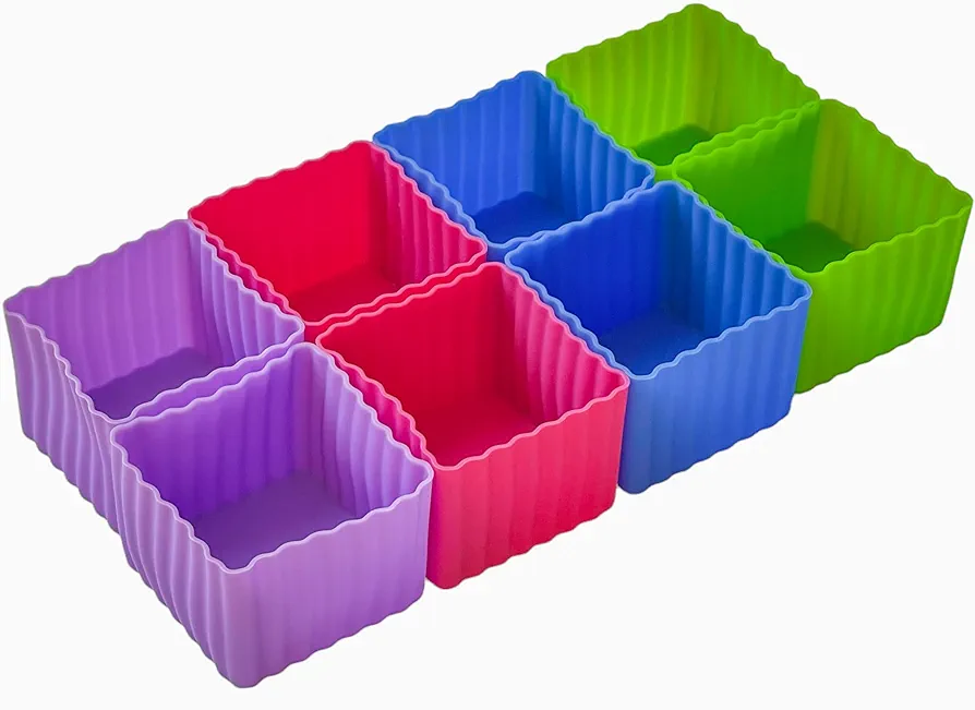 Yumbox Silicone Bento Lunch Box Accessories and Baking Cups Set of 8 Multicolor Mini Cubes (2 x 2 x 1.5 inches)