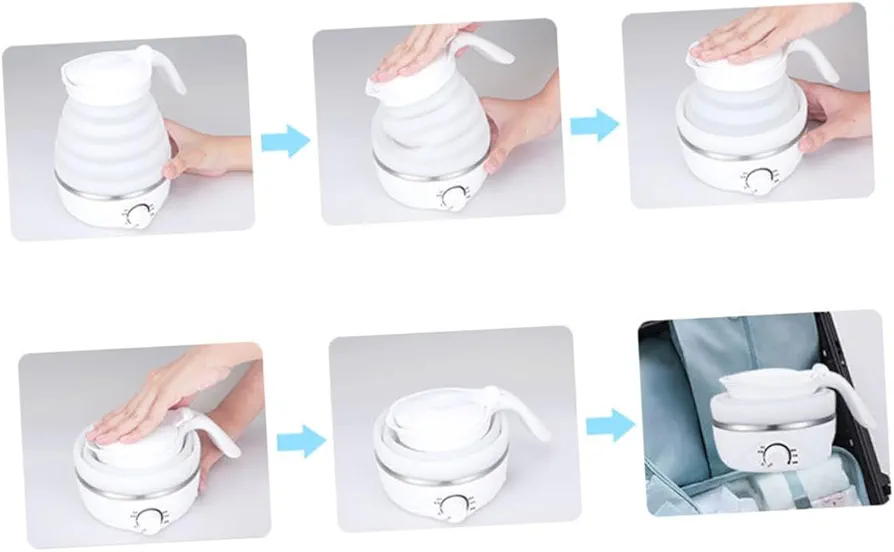 Luxshiny Electric Kettle Electrical Kettle Portable Kettle Electric Water Kettle Travel Kettle 700ml 850w Kettle Folding Kettle 100- Kettle Silicone Kettle White