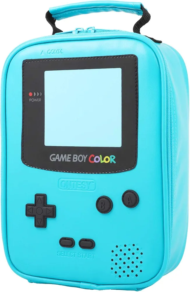 ONTESY Game Lunch Box Leather Reusable Lunch Bag Waterproof Thermal Insulated Mini Cooler for Boys Girls Kids Toddlers Teens for Picnic School Daycare (Teal)
