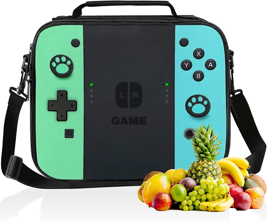 Insulated Lunch Box for Boys Girls, Game Lunch Bag for Work Office Travel Picnic Hiking Beach, Reusable Portable Lunch Box With Adjustable Strap
