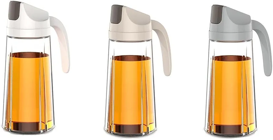 3 Pcs Glass Oil Dispenser Bottle, Multi-purpose Large Capacity Oil Sprayer for Cooking, Easy Refill & Cleaning, Curved Handle for Vinegar, Soy Sauce, Honey