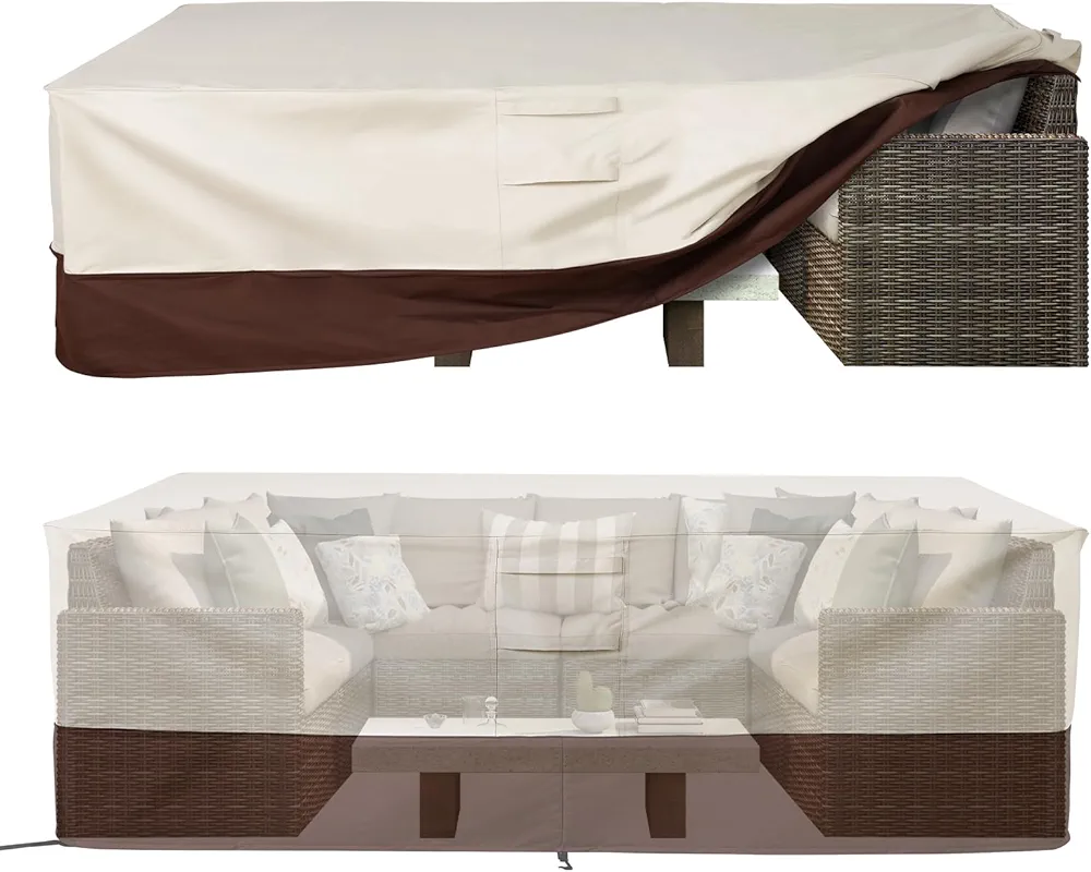 Vailge Waterproof Patio Furniture Set Cover, Lawn Patio Furniture Cover with Padded Handles, Patio/Outdoor Table Cover, Patio/Outdoor Dining Rectangular Table Chairs Cover Medium