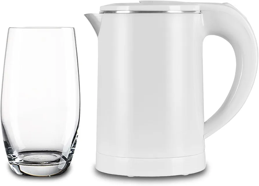 Small Electric Tea Kettle Pot, 0.6L Portable Travel Kettle, 304 Stainless Steel Electric Kettle with Auto Shut-Off - Compact Mini Hot Water Kettle electric(White, Without Cup)