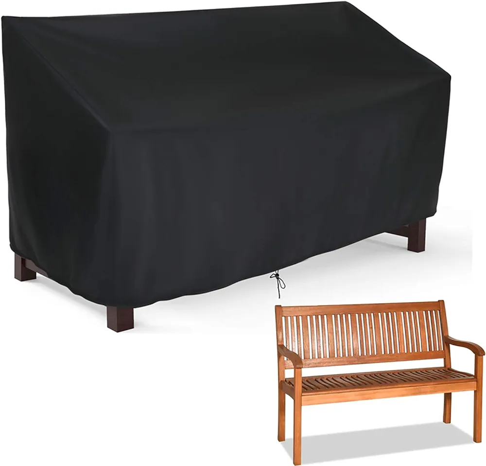 Outdoor Patio Garden Bench Cover - 3 Seat Outside Park Loveseat, Sofa, Glider, Furniture Cover Patio Bench Cover 64x26x35 inch(420D)