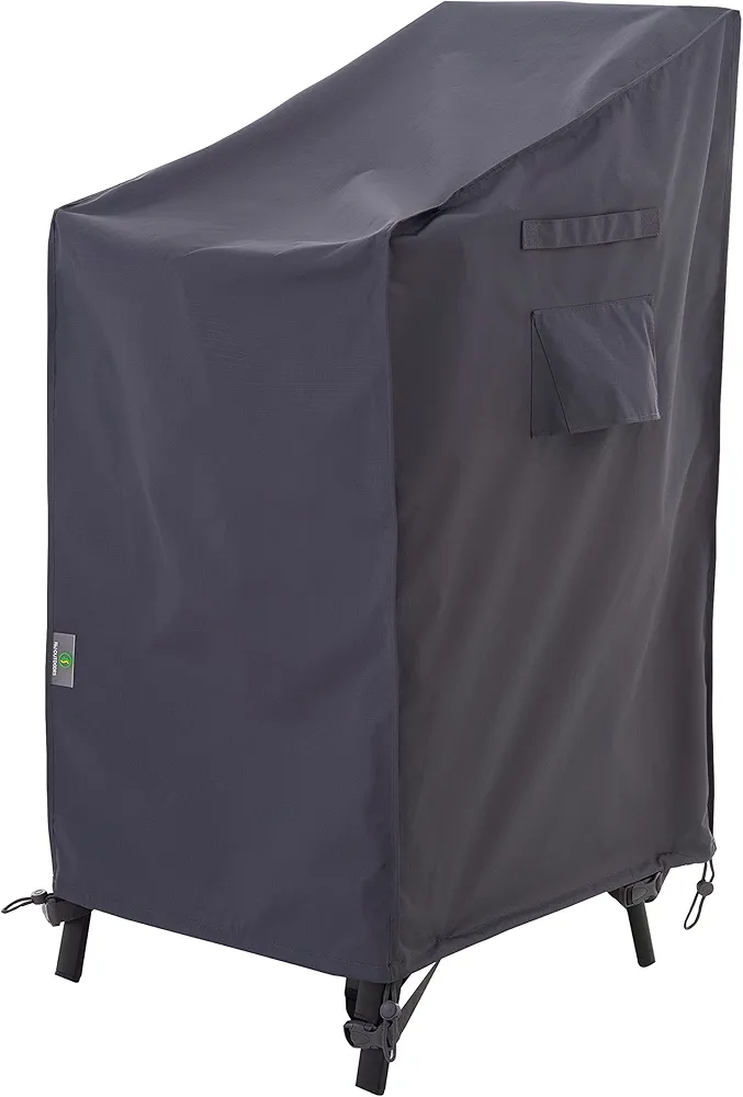 F&J Outdoors Patio Chair Covers, Heavy Duty Waterproof UV Resistant Outdoor Stackable Chair High Back Chair Cover, Grey, 27"W x 37"D x 47"H