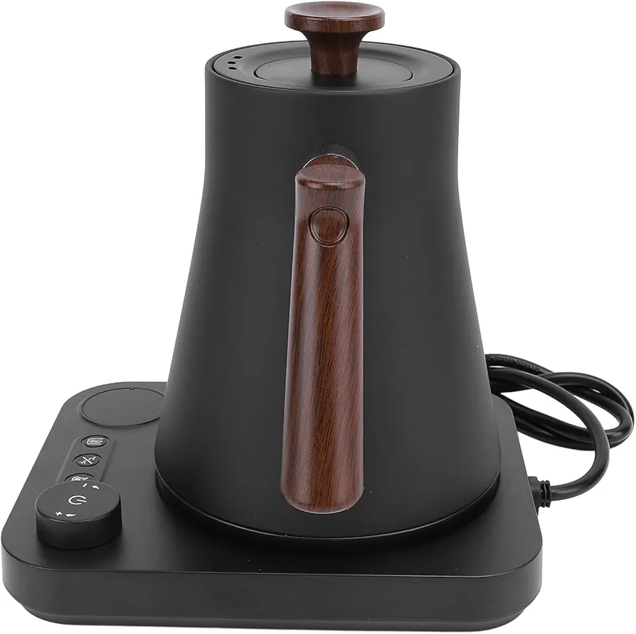 Electric Gooseneck Kettle, ±1°F Temperature Control, 1200W Rapid Heating, LCD Display, Timer, Keep Warm, 304 Stainless Steel, 0.9L, Black, for Drip Coffee, Tea Brewing (US Plug