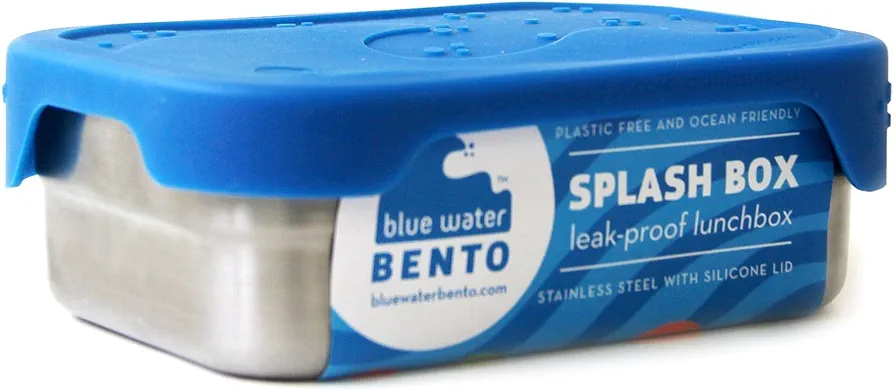 ECOlunchbox Splash Box Leakproof Stainless Bento Lunch Container With Silicone Lid | Holds 3 Cups (equivalent to 24 oz & 709 ml) | Measures 6.5 x 4.75 x 2 inches (16.5 x 12 x 5 cm) | 100% Plastic-Free
