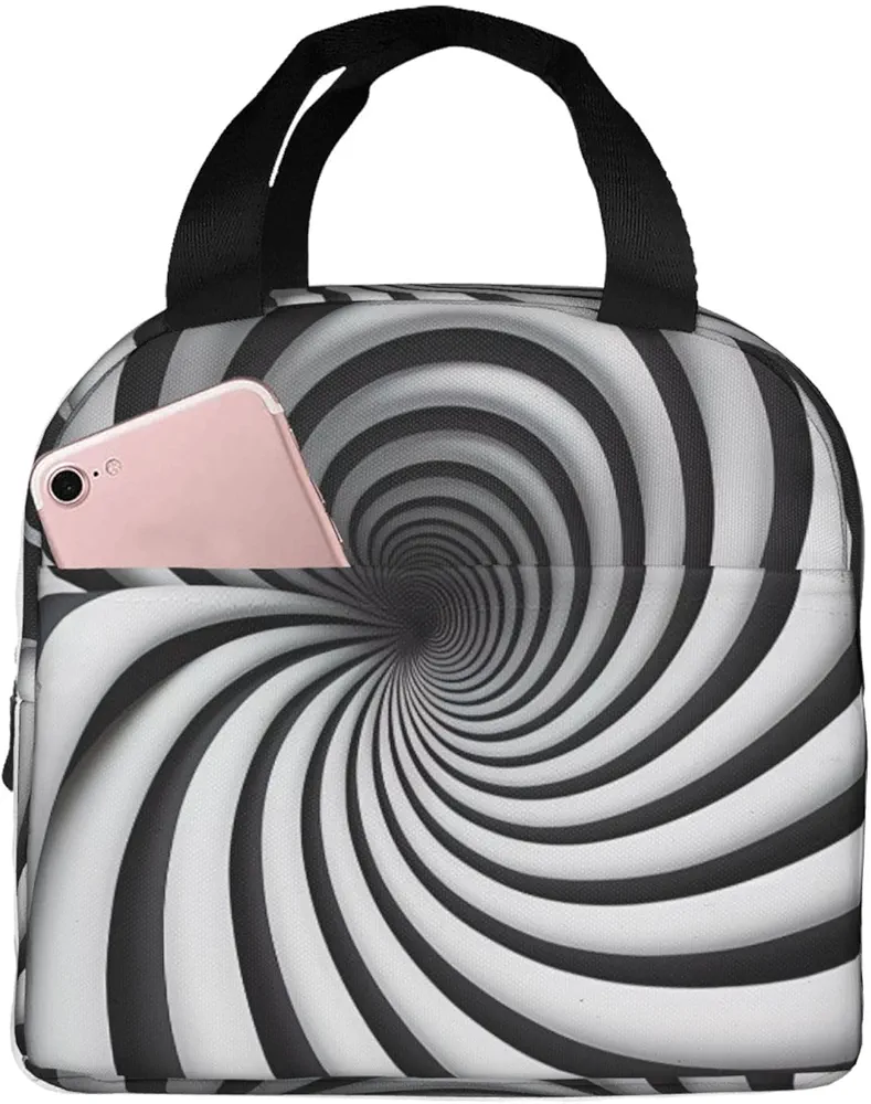 spiral optical illusion gif Cute lunch bag large capacity insulated bento lunch box Cooling Totefor women Work, Travel, Outdoor