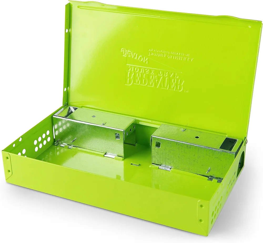 JT Eaton Repeater Multiple Catch Mouse Trap, Neon Green Safety Powder Coating, No Bait or Poison Needed, Catch Up to 30 Mice