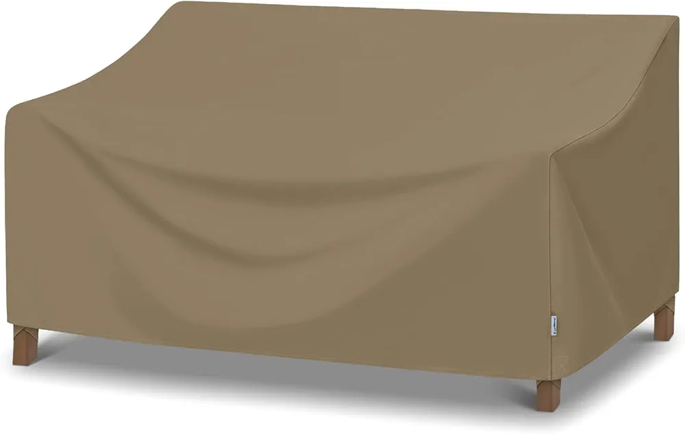 SunPatio Outdoor Sofa Cover 60 Inch, Heavy Duty Waterproof Patio Loveseat Cover 2-Seater, All Weather Protection Outdoor Couch Cover for Patio Furniture, 60" L x 36" W x 30" H, Taupe