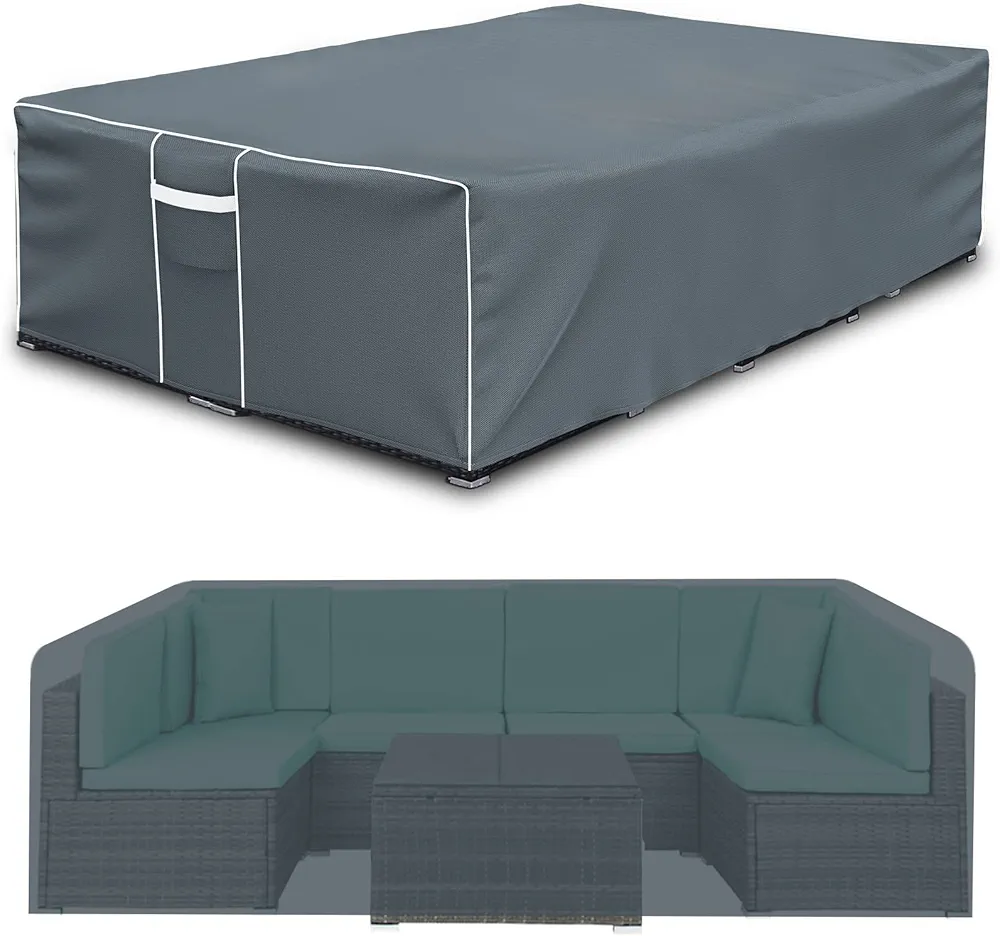 Outdoor Furniture Cover Waterproof, Extra Large Outdoor Sectional Cover 126"x126"x28", 500D Heavy Duty Patio Furniture Covers Waterproof Sectional, Square Patio Cover for Outdoor Furniture -Grey