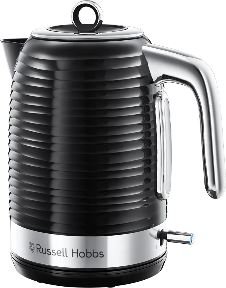 Russell Hobbs Electric Kettle [Design & Performance] Inspire Black (1.7L, 2400W, Fast Boil, Energy Saving, 1/2/3 Cup Markers, Anti-Limescale Filter & Removable Lid) 24361-70