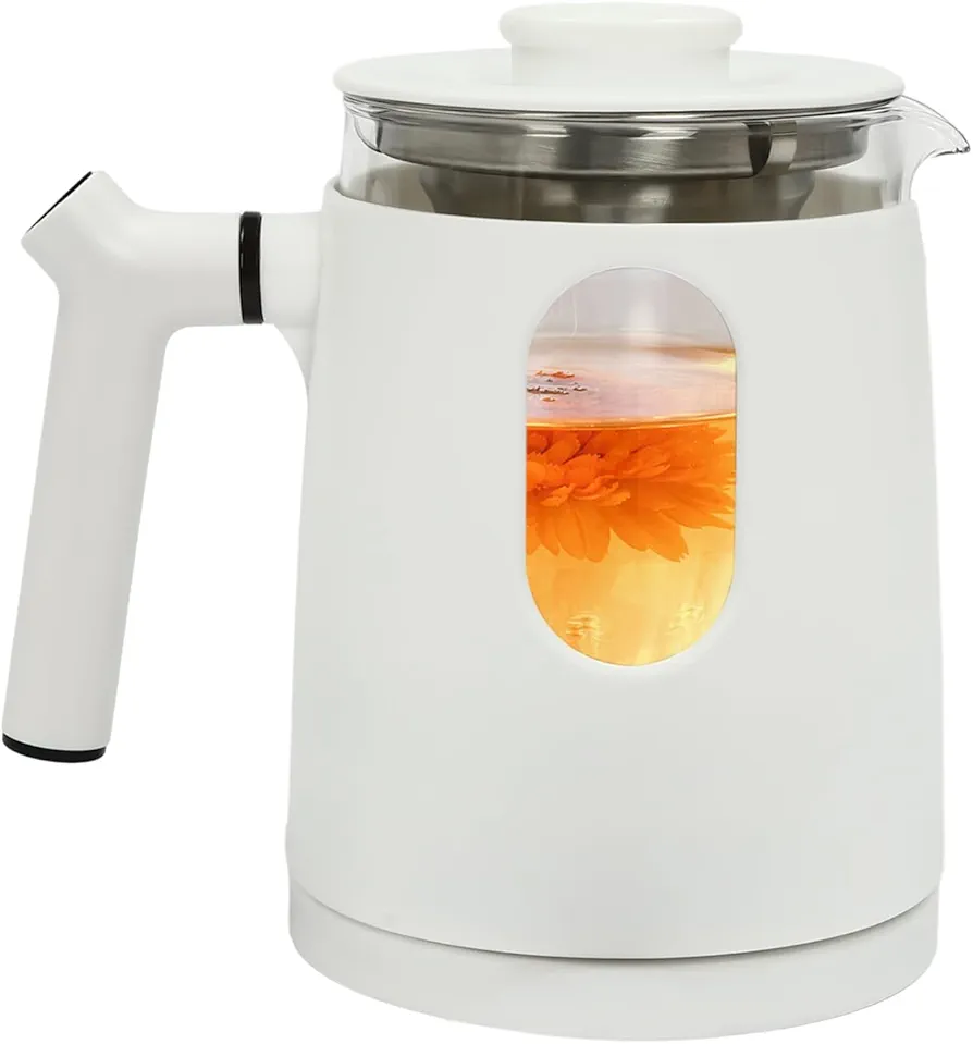 Electric Tea Kettle, 110V 600W Temperature Control Electric Tea Kettle 27Oz Water Boiler & Heater with 360°Rotating Base and Digital Display for Tea and Coffee (White)