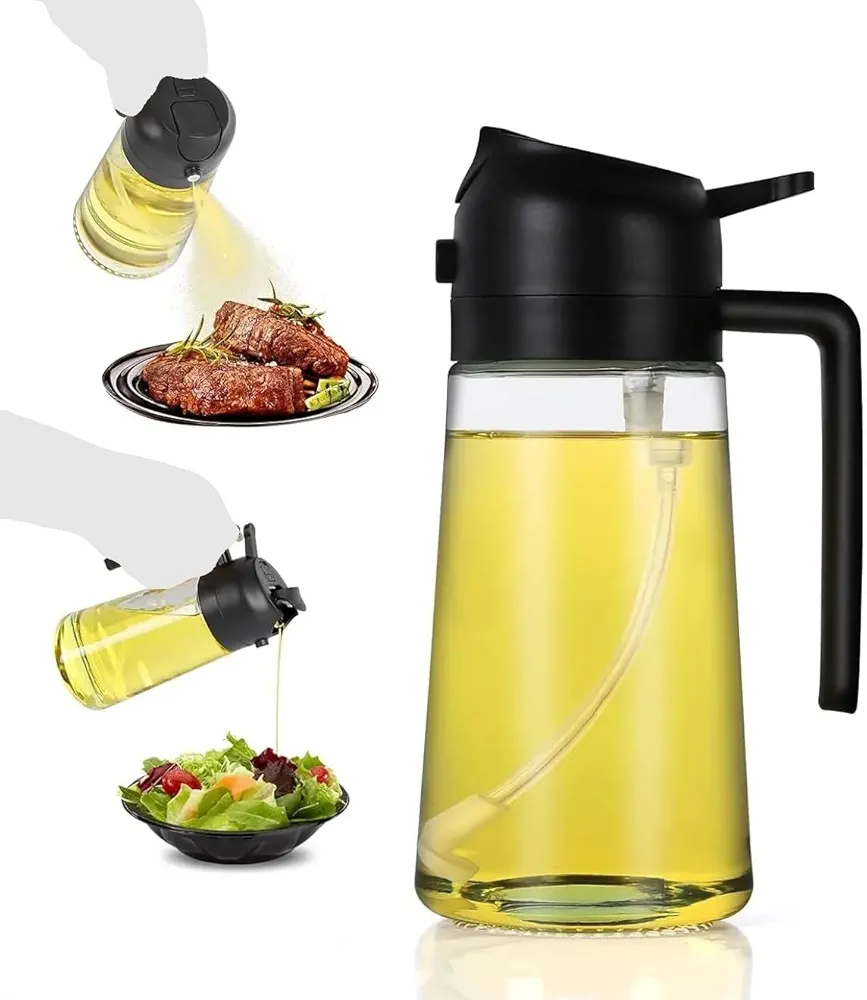 16oz Olive Oil Dispenser Bottle, Oil Sprayer for Cooking, Air Fryer, Salad, BPA-Free, 470ml, Black