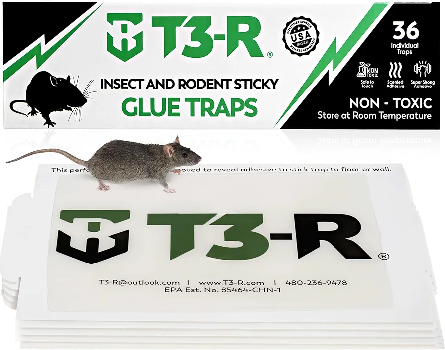 ​​Sticky Large Rat & Mice Glue Traps | Mouse and Insect Glue Boards | Disposable Non-Toxic Glue Traps for Mice and Rats | Peanut Butter Scent Sticky Traps (36 Pack)