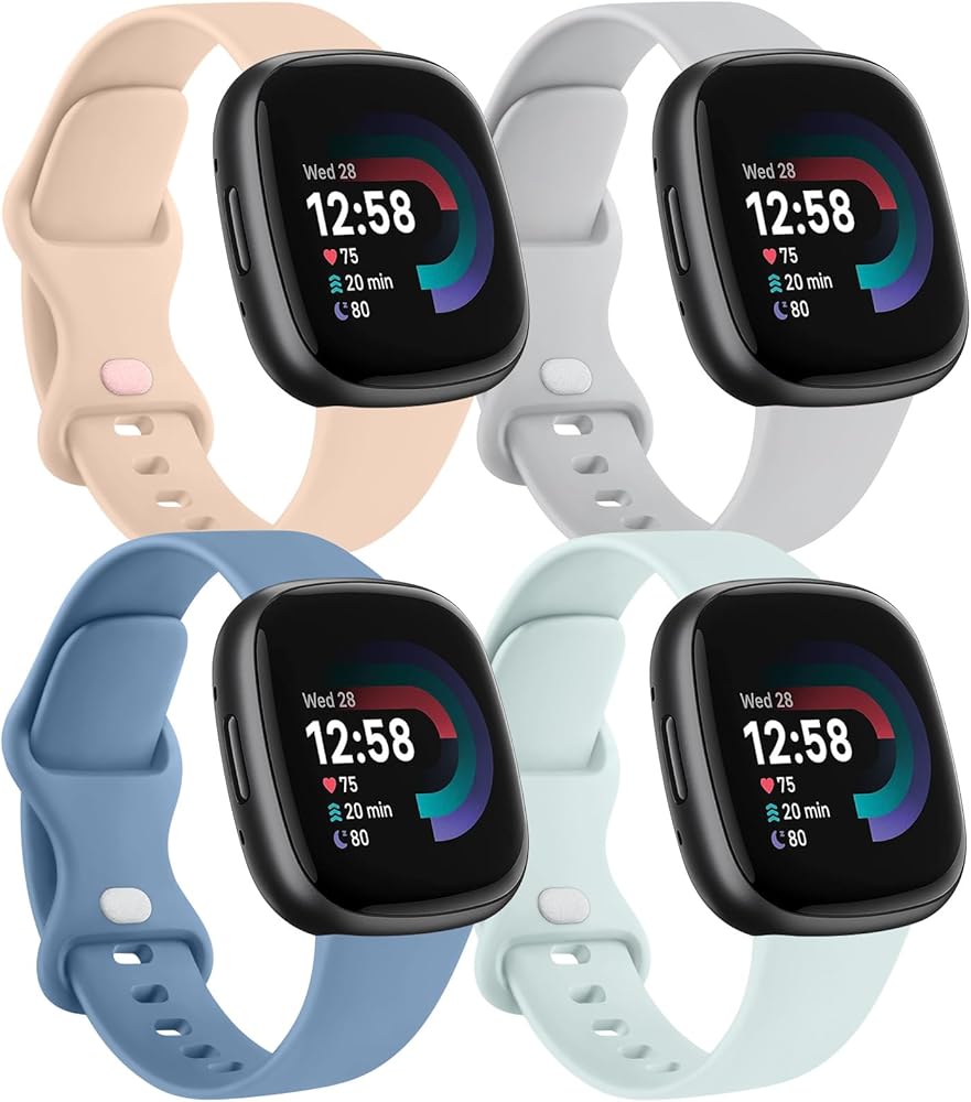 Bands Compatible With Fitbit Versa 4 / Fitbit Sense 2, Soft Silicone Sports Bands Replacement Straps Wristbands Accessories for Men Women