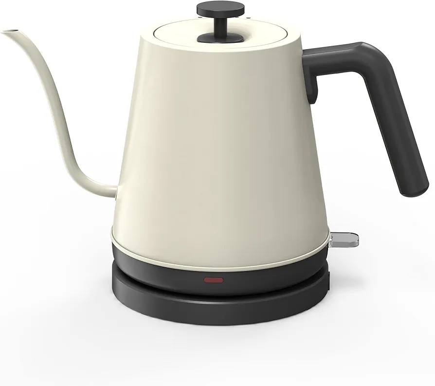 NYOTA Gooseneck Electric Kettle, 0.8L Electric Tea Kettle of 304 Stainless Steel, 1200W Quick Heating, Automatic Shut Off Coffee Kettle, Hot Water Boiler, Beige