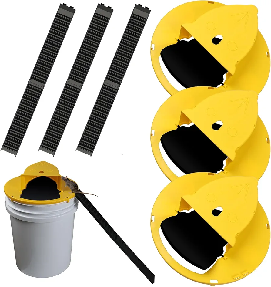 3 Pack Mouse Trap Bucket Flip Lid without Bucket, Reusable Rat Trap for Bucket 5 Gallon, Anti-Escape Mice Trap Bucket, Auto Reset Humane Mouse Trap for Indoor Outdoor Usage
