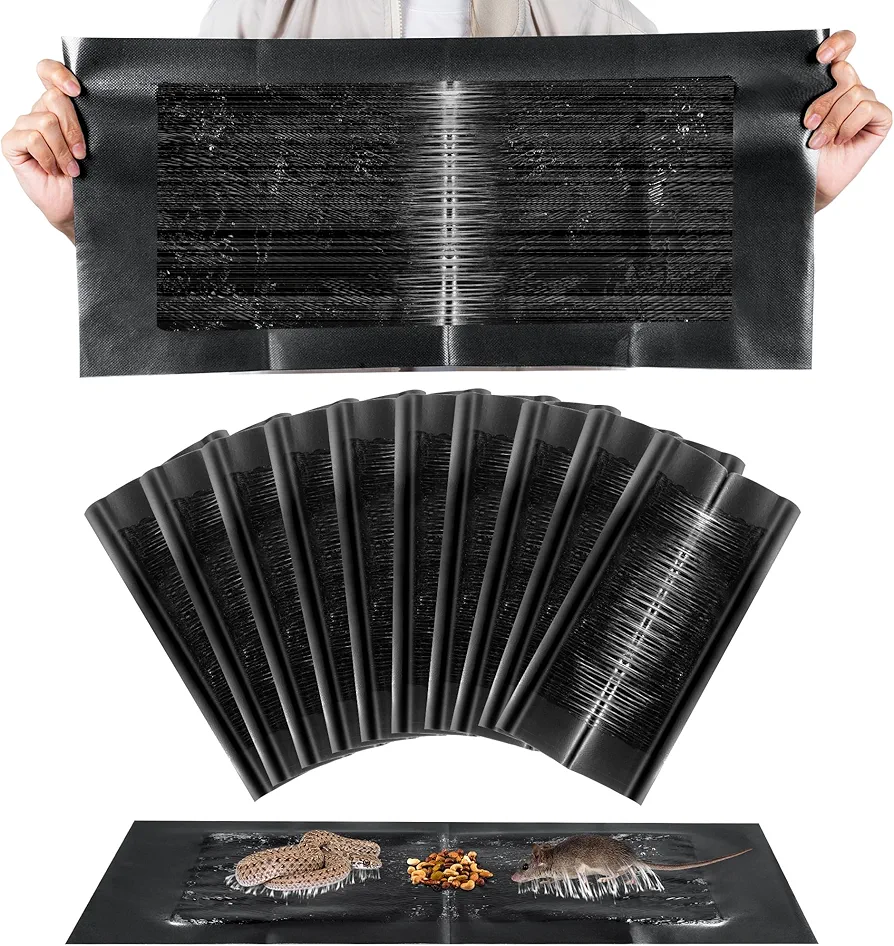 Qualirey 10 Pack Mouse Glue Traps, 24 x 11'' Anti Slip Rat Snake Rodent Sticky Pads Pet Friendly, Peanut Scented Mice Glue Board That Work for Home Indoor Outdoor Restaurant Kitchen Hotel Office