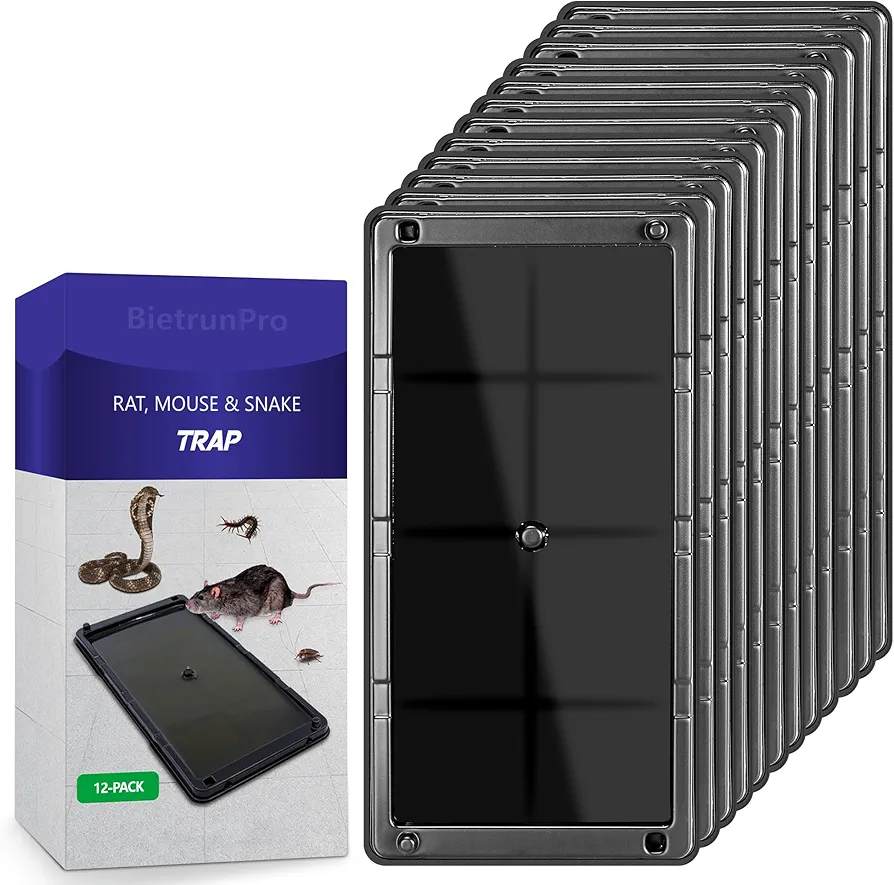 Glue Traps for Mice (12 Pack), BietrunPro Sticky Mouse Traps |Extra Large Size|Pre-Scented|Mice Free| Mouse Glue Traps for Mice/Rats/Rodents/Roach/Spider/Snake, Mice Traps for House Indoor Kill