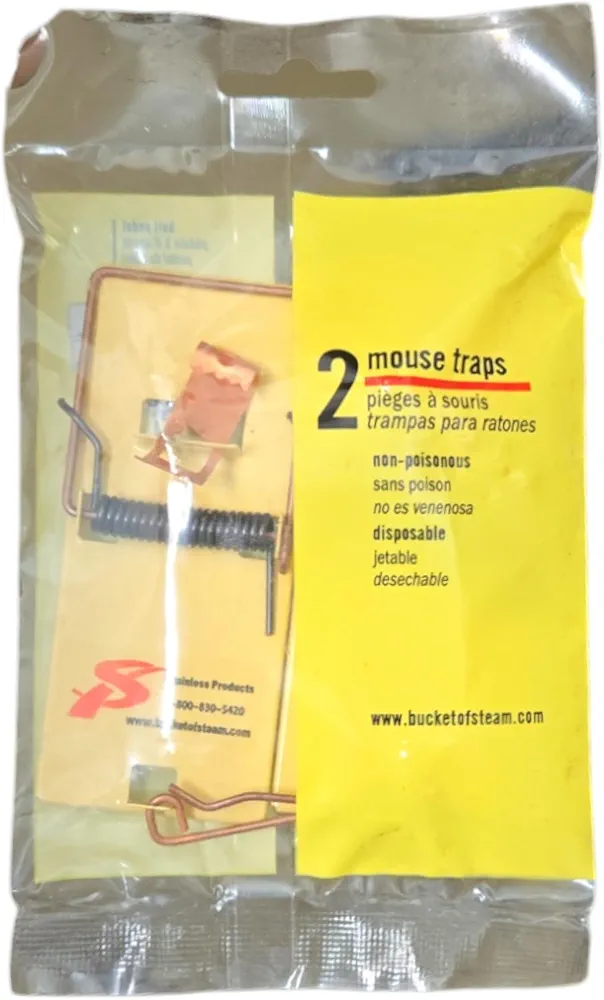 Stainless Products Disposable Mouse Trap, Steel, Nonpoisonous, Tan Color, 12 Mouse Traps Total