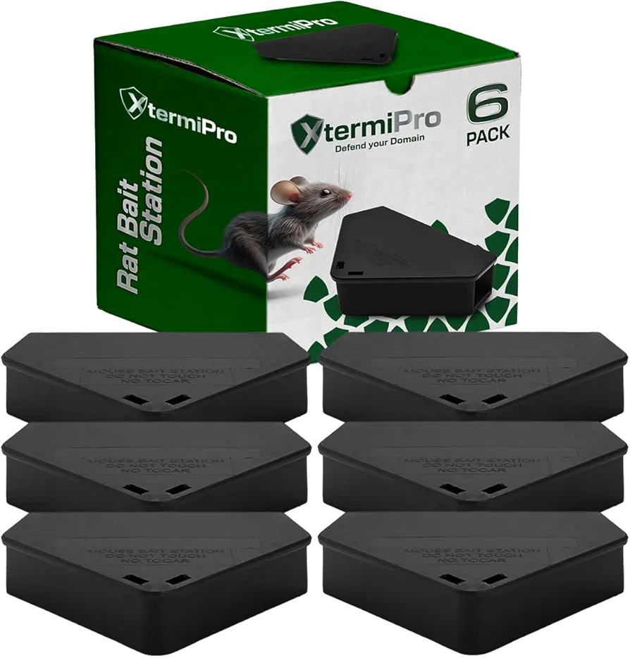 Mouse Bait Station Outdoor with Keys 6 Pack | Tamper Resistant Mice Bait Boxes | Mice Stations for Indoors & Outdoor Use | Safe for Children and Pets Mouse Traps Outdoor | Small Rodent Bait Station |