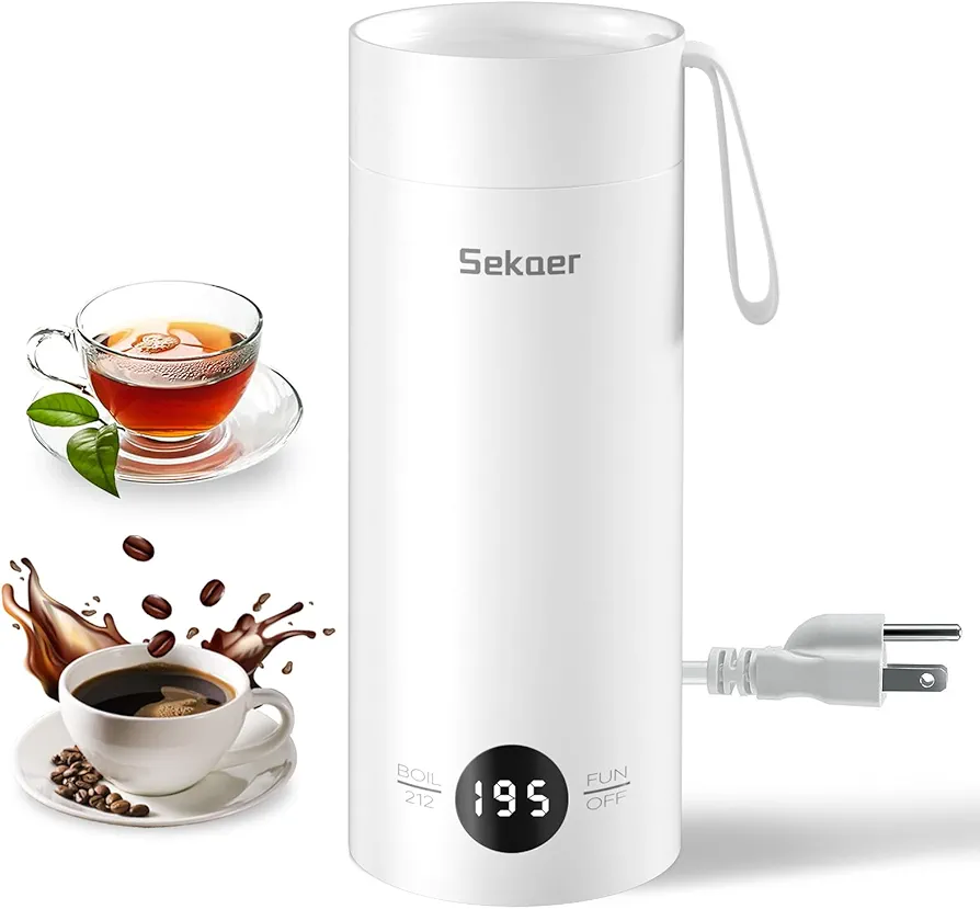 Sekaer Small Travel Portable Electric Kettle, Mini Tea Kettle Hot Water Boiler, 0.5L & 500Watts, with 4 Variable Presets and 304 Stainless Steel, SKE-850W
