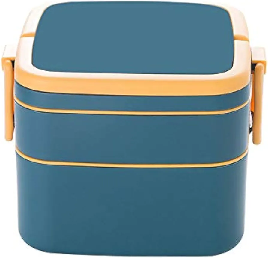 2 Stack Bento Lunch Box Ever (Green) - Stackable, BPA Free, Food-Grade Safe, Leak Proof, Dishwasher safe, microwave friendly 6 x 5.5 x 4.5