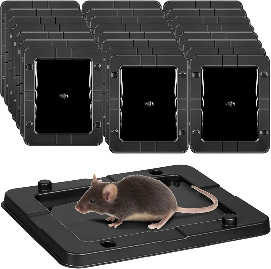 Qualirey 24 Packs Large Baited Glue Traps Bulk for Rats and Snakes Sticky Mouse Trap Rat Traps Indoor Rodent Killer Baited Trays Plastic Sticky Non Toxic Mouse Trap for Home Indoor Outdoor