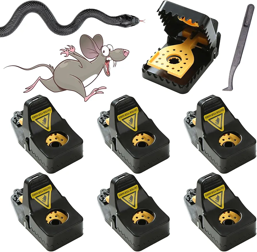 Mouse Traps, 6 Pack Rat Trap Indoor for Home, Reusable Mice Traps with Tweezers, Quick Effective Sanitary Safe Mouse Catchers for Indoor Outdoor (Small)