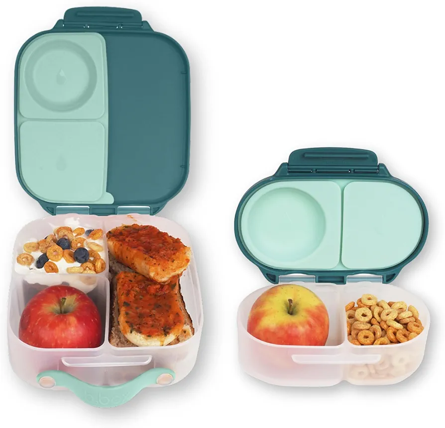 b.box Mini Lunch Box + Snack Box (Emerald Forest): Includes Kids Lunch Box (4 1/4 cup Capacity) and Snack Box (1 3/4 cup Capacity). 2 Piece Bento Box for Kids, Snack Containers, School Supplies