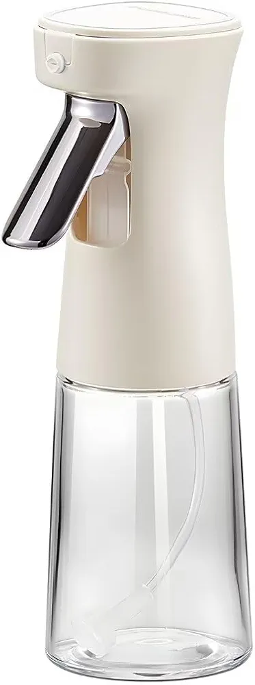 ShanSon Oil Sprayer for Cooking 200ml Glass Olive Oil Sprayer Continuous Spray with Portion Control Premium Glass Oil Bottle,Food-grade Oil Mister for Air Fryer,Salad,Frying,BBQ,White
