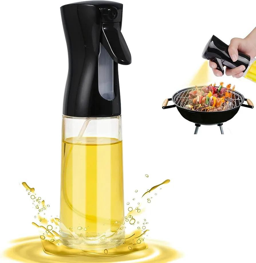 Oil Sprayer for Cooking, Glass Olive Oil Sprayer - Oil Sprayer - Cooking Sprayer - Oil Spray Bottle for Cooking, Kitchen, Salads, BBQs(Glass Bottle,220ml/7.4 oz)
