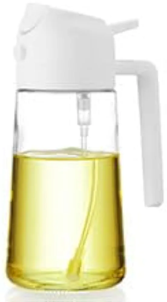 Unbreakable Oil Sprayer for Cooking - 16 OZ Dishwasher-Safe Oil Dispenser Bottle, 2-in-1 Spray & Pour for Olive Oil, Avocado Oil, Vinegar, Soy Sauce, Easy Clean with Removable Lid