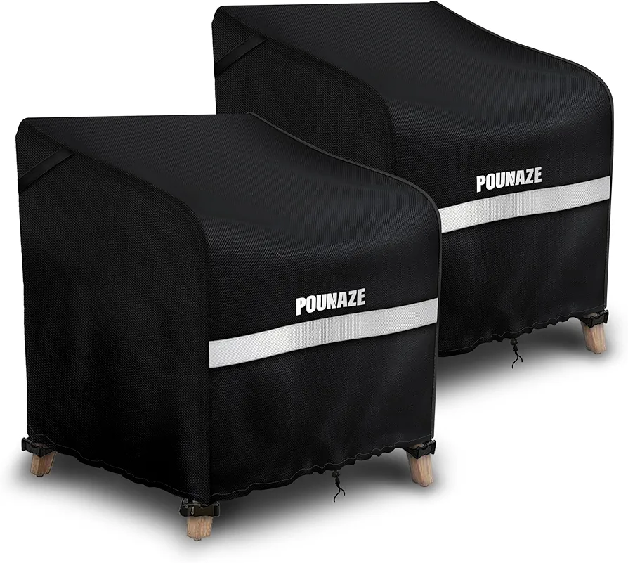 Patio Chair Covers Waterproof 2 Pack, Garden Sofa Chair Covers, Lawn Outdoor Chair Covers Fits up to 32''Wx37''Dx36''H inches, Black
