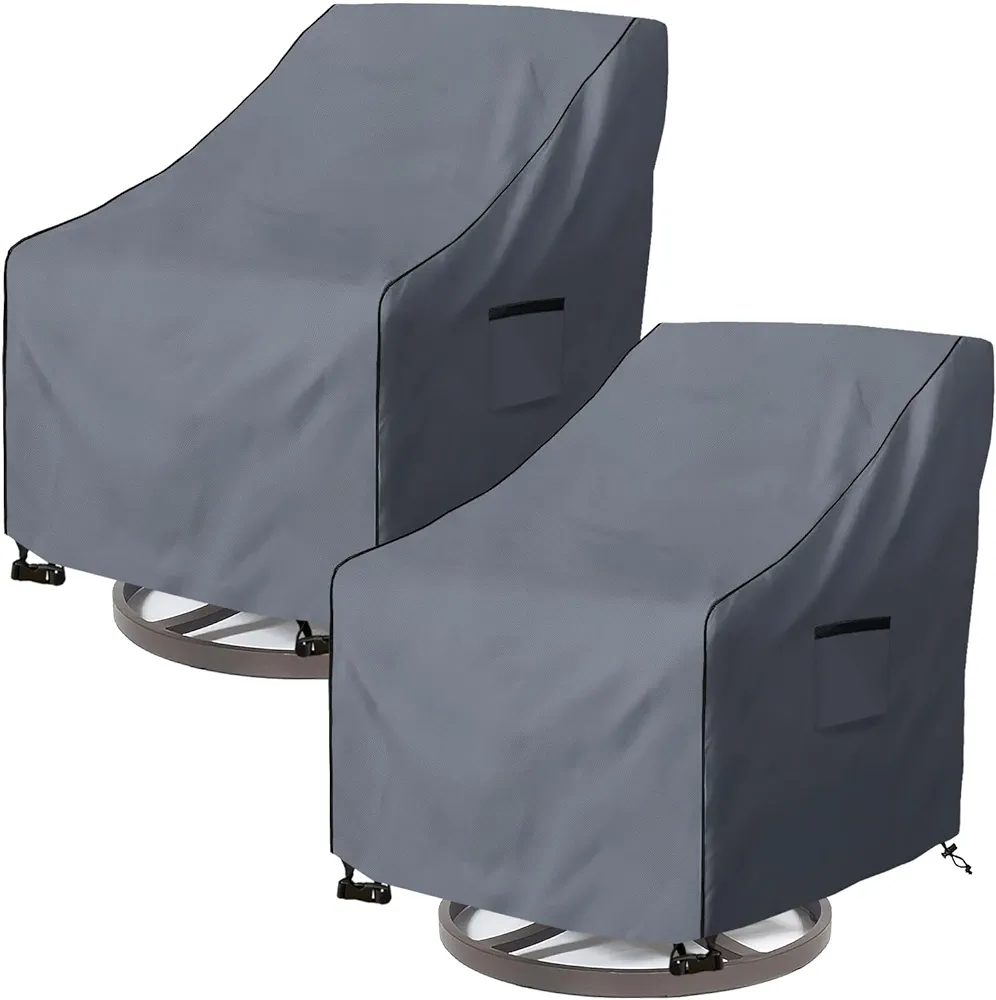 Outdoor Swivel Lounge Chair Cover 2 Pack,Heavy Duty 100% Waterproof Patio Swivel Chair Covers,Weatherproof Furniture Protective Cover for Lawn/Garden Swivel Chair(27.5"L x 32.5"W x 39"H,Grey)