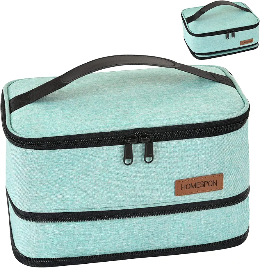HOMESPON Expandable Lunch Bag for Men Women Insulated Lunch Box Holder with Handle for Picnics Work Travel(Green)